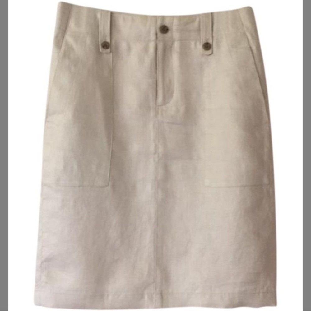 J. Crew Cream Beige Linen Pencil Cargo Skirt